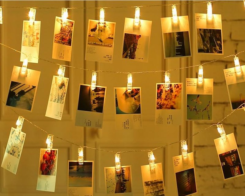 Magnoloran Led Photo Clip Remote String Lights, 40 LEDs Fairy Twinkle String Lights, Wedding Party Home Decor Lights for Hanging Photos, Cards and Artwork (14 Feet, Warm White)