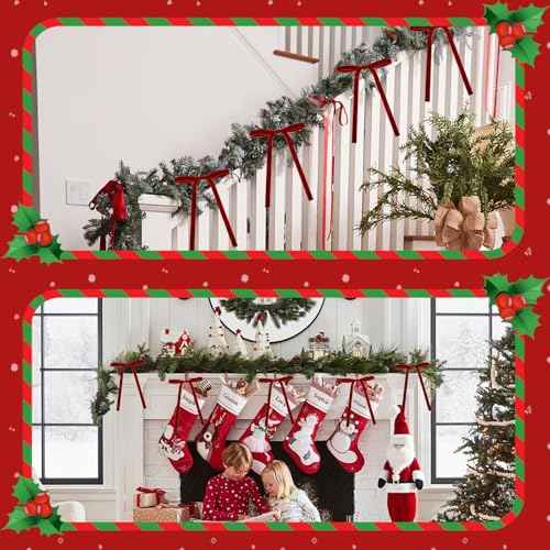 50 Pcs Velvet Christmas Bows for Christmas Tree, 3/8 Inch Width Velvet Christmas Bows, Velvet Ribbon Wreath Bows for Christmas Tree Home Decor Indoor Outdoor Decoration (Burgundy Red)