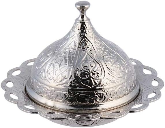 Alisveristime Turkish Coffee Set for Two - Authentic Ottoman Style Cups, Saucers, and Serving Tray with Lale Motifs (Acur) (Copper)