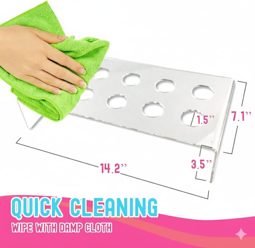 10-Hole Clear Acrylic Ice Cream Cone Holder Stand for Snow Cones, Sushi, & More - Recipe Ebook Included