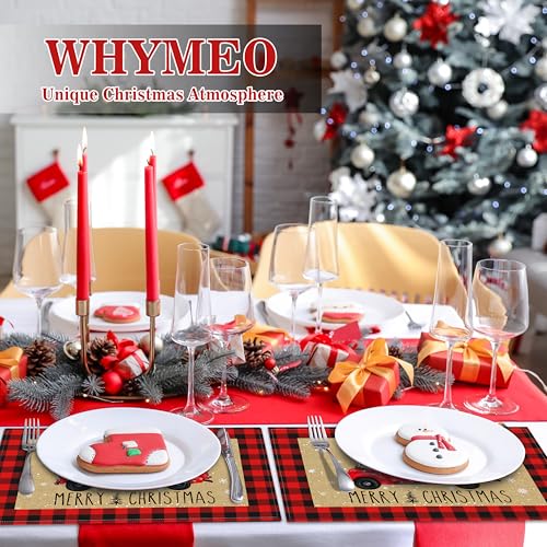 Christmas Truck Placemats Set of 6, Holiday Linen Table Mats for Dining, 12x18 inch