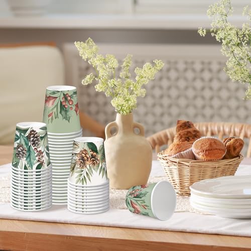 RUSPEPA Christmas Pinecone 3oz Paper Cups 100 Pack - Holiday Party Disposable Cups
