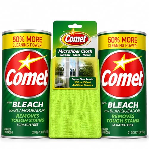 Powder Cleanser with Bleach 2-Pack - Multi-Surface Household Cleaner with Microfiber Cloth