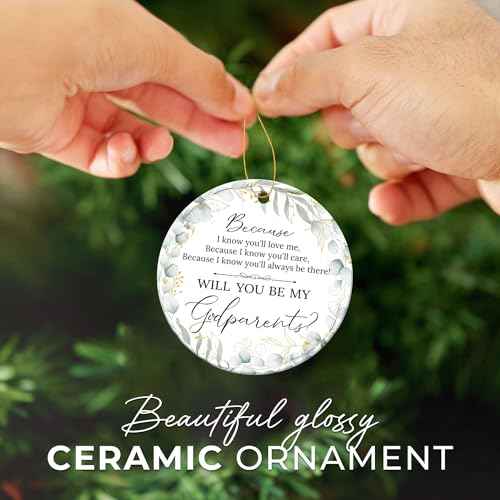 ZAGKOO Godparents Proposal Gift - Will You Be My Godparents Ornament - Godparent Gifts from Godchild - Baptism Gifts for Godparent, Catholic Present Ideas - Ceramic Christmas Ornament Keepsake 2025