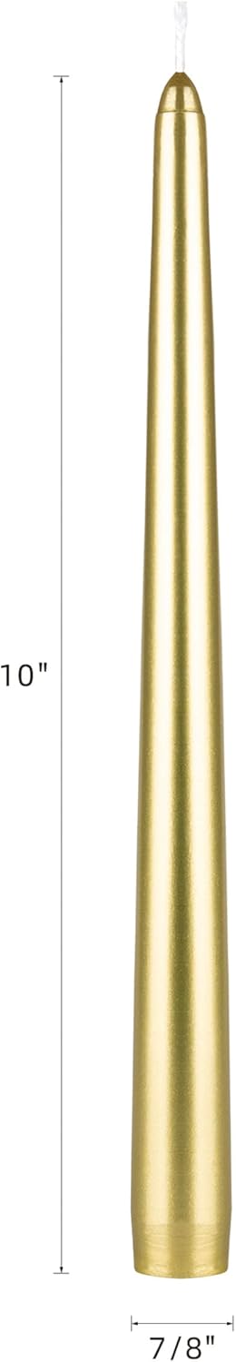 12-Pack Unscented Red Taper Candles - 10 Inch Hand Poured Wax for Home Décor & Weddings