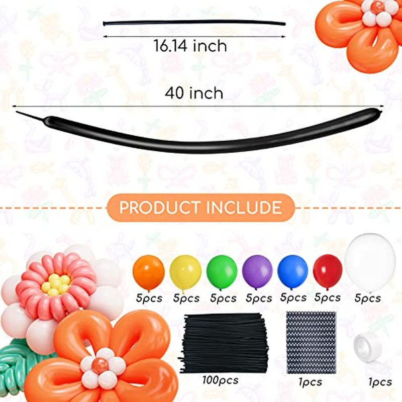 MOMOHOO 135PCS Black 260 Balloons, Long Latex Balloons for Animals Balloons