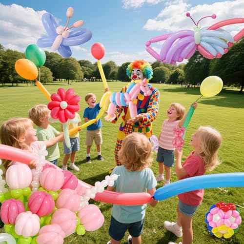 DIY Balloon Animal Kit with Pump, Premium Latex Twisting Long Balloons to Make Animals for Party Boys Girls Christmas Birthday Gifts Clowns Wedding Decor 100Pcs