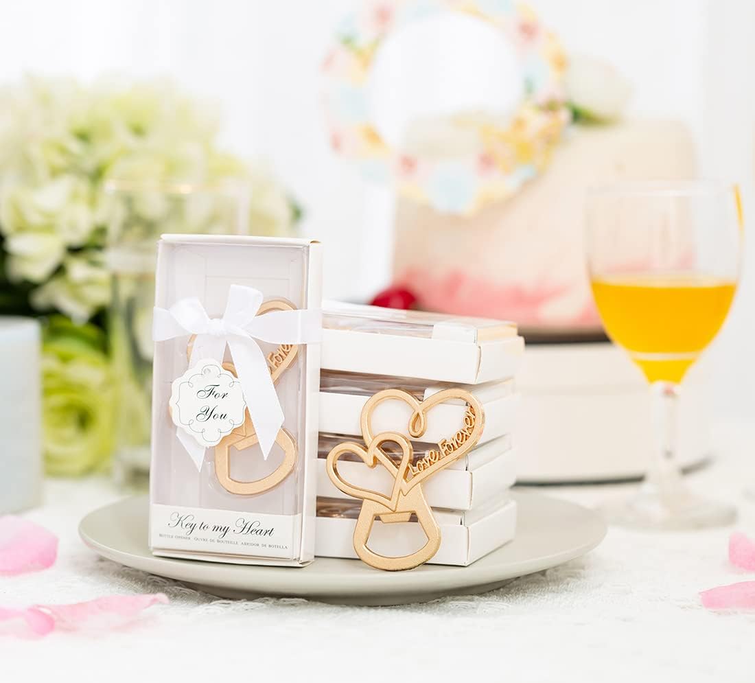 50 Packs New Love Forever Design Heart Shape Bottle Openers for Wedding Favors to Guests, Bridal Shower Party Gifts, Souvenirs or Decorations for Guests (heart design)