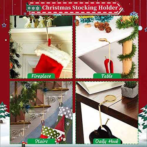365park Gold Christmas Stocking Holders Pack of 6 for Mantle & Fireplace