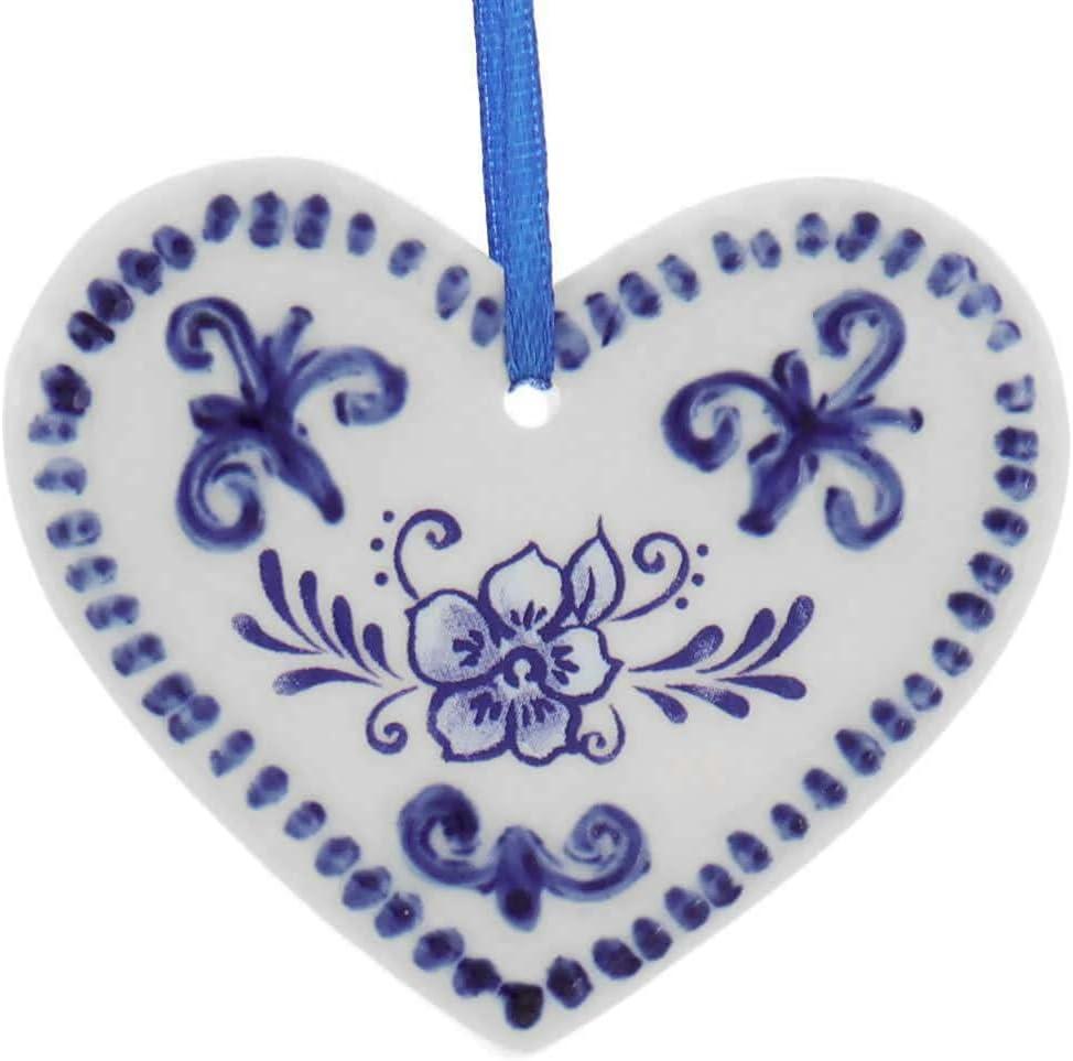 Porcelain Delft Blue Heart Tree Star Ornaments - 3 Pack Assorted by Kurt Adler