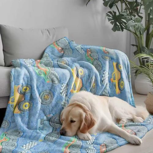 Boys Truck Car Toys Unique Gifts for Kids Glow in The Dark Blanket Cartoon Tractor Throw Blanket Soft Bed Blankets for Teens Child Toddler Halloween Christmas Decor 50"x60"