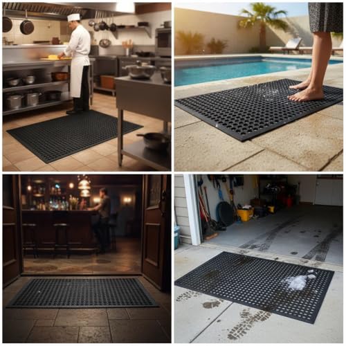Outdoor Rubber Floor Mat 60x35 Inches - Heavy Duty Non-Slip Entrance Mat