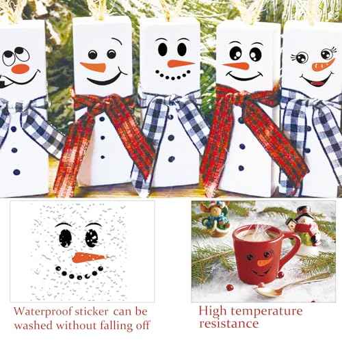 66 Pcs Christmas Face Eyes Stickers for Crafts Small Vinyl Snowman Faces Pitcher Rub on Transfers Decals for Ornaments Glass Drinking Cups Wood Decorations Balls Party Supplies (face66)