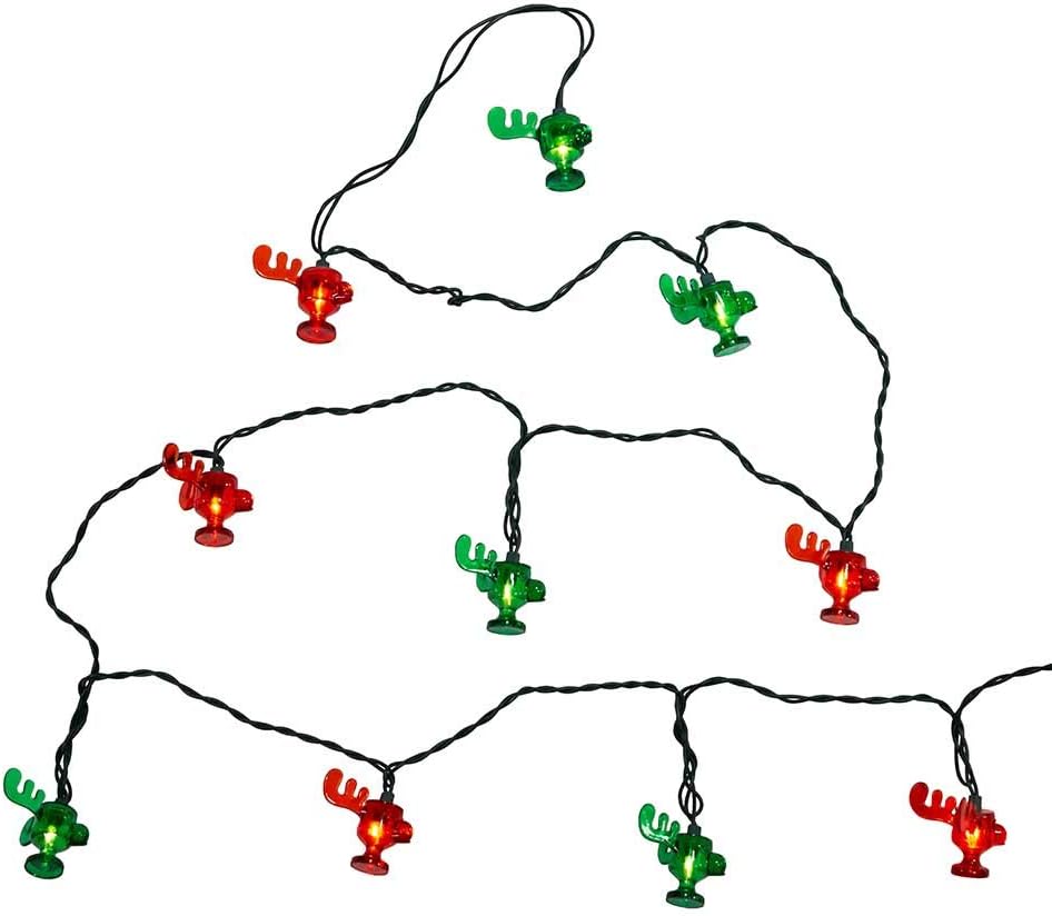 National Lampoon Moose Mug Light Set - 10-Count Red & Green Holiday Lights