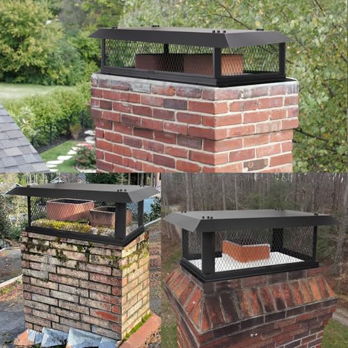 Black Galvanized Steel 14x34 Chimney Cap Cover for Outside Flues - CLLOMAGY