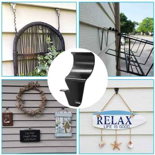Biaungdo 24 Pcs Heavy Duty Stainless Steel Black Vinyl Siding Hooks, No Hole Needed Low Profile Siding Clips for Hanging Wreath, Outdoor Christmas Decorations