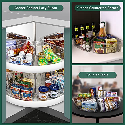 32-Inch Lazy Susan Organizer Bins - 8 Pack for Corner Cabinets - Clear, BPA-Free