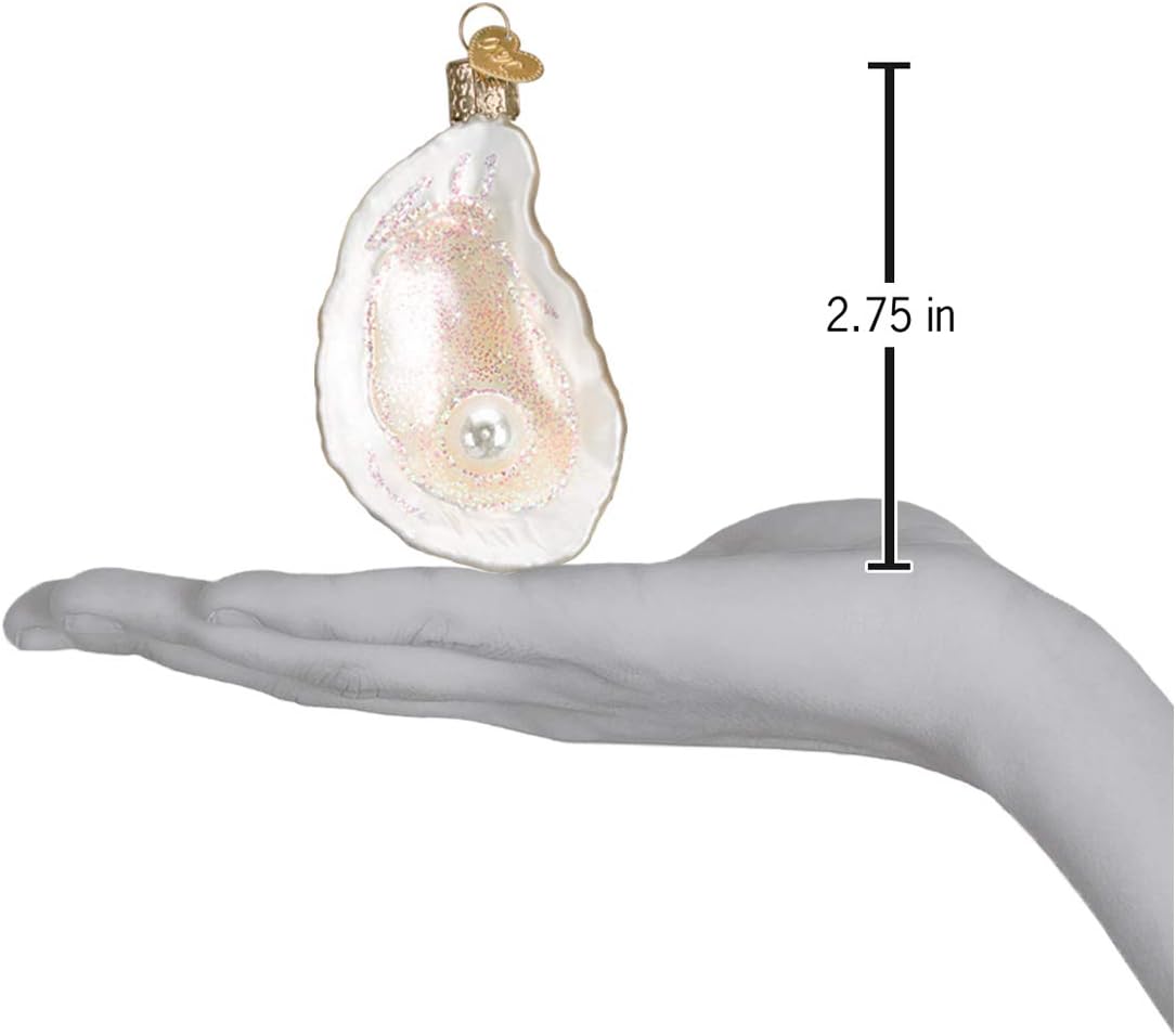 Beach Shells Glass Blown Ornaments for Christmas Tree - Junonia Shell, Tan/Brown/White/Gold