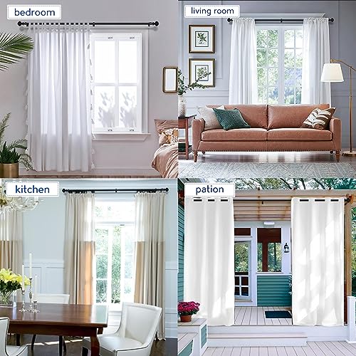 16-84 Inch Black Heavy Duty Adjustable Curtain Rod Set with Finials - 2 Pack