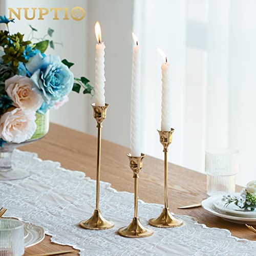 Nuptio 3 Pcs Black Candlestick Holders Taper Candles Holder Candle Stick Holder for Dining Table Halloween Candle Holders for Tapered Candles Decorative Centerpiece for Christmas Party Housewarming