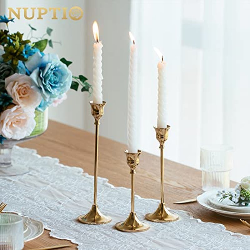 Nuptio 3 Pcs Black Candlestick Holders Taper Candles Holder Candle Stick Holder for Dining Table Halloween Candle Holders for Tapered Candles Decorative Centerpiece for Christmas Party Housewarming