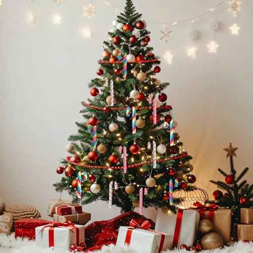 60pcs Mini Christmas Candy Decorations, Christmas Miniatures for Crafts Faux Candy Canes Xmas Candy for Crafts Ornaments Soft Clay Candy Canes for Tree Hanging DIY Crafts Party Decor