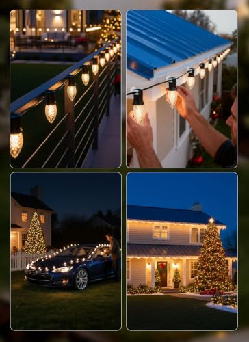 Brightown 100-Pack Magnetic Christmas Light Clips for C7/C9 Sockets White - Reusable