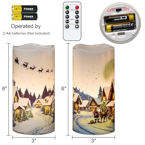 KunSwenn 2-Pack Christmas Santa & Snowman Flameless LED Candles with Remote Timer