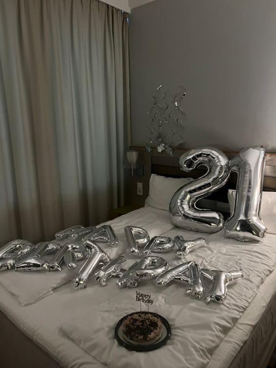 Silver Number 21 Balloon - 40 Inch 21st Birthday Decoration for Kids & Adults | Perfect Party Supplies