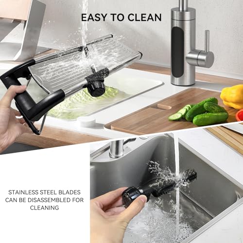 XAYCDEHN PRO Mandoline Slicer Black - Adjustable Stainless Steel Food Cutter with Safety Gloves
