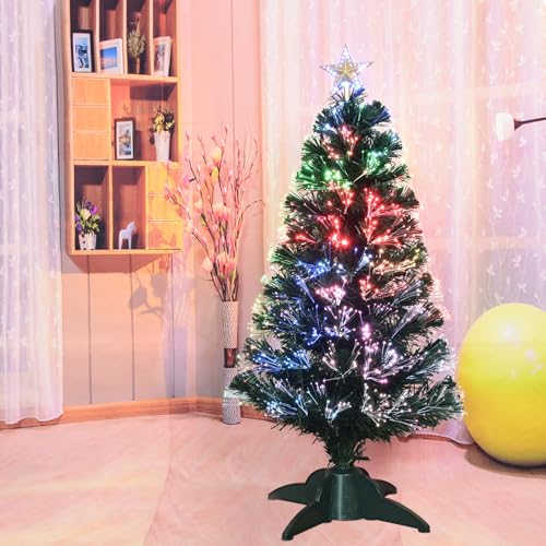 HABAGOU 3ft Pre-Lit Fiber Optic Christmas Tree with Top Star - Mini USB lights