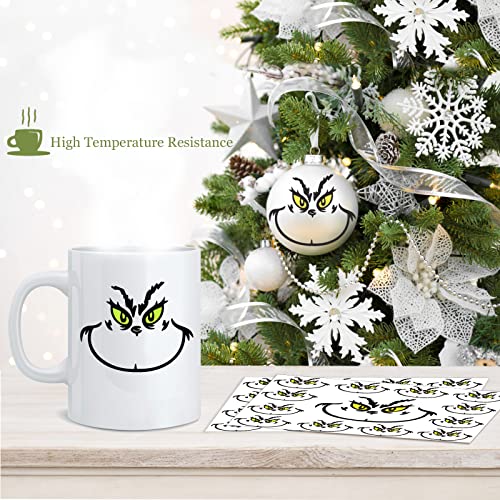 26 PCS Christmas Decorations Stickers, Yellow and Green Eyes Face Decals for Ornaments, Waterproof Vinyl Sticker for The Home, Christmas Balls, Party Supplies, Water Bottles ¡¦