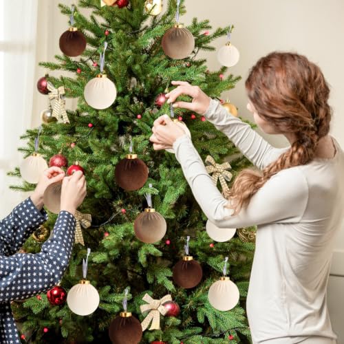 Fashlits Brown Velvet Christmas Tree Ornaments Set - 15 Pack, 3.15 Inch