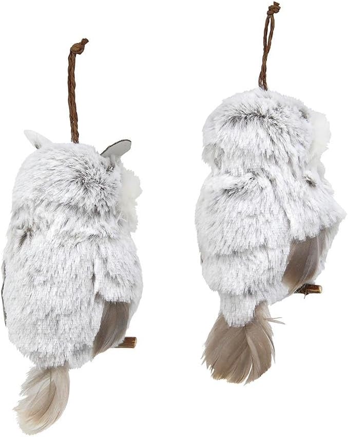 Kurt Adler Owl Ornaments Set - 2 Assorted Brown & White Designs | Perfect Holiday Decor
