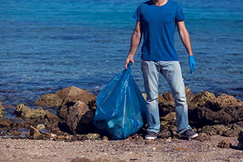 33 Gallon Recycling Trash Bags - Blue, 120 Count, Made in USA