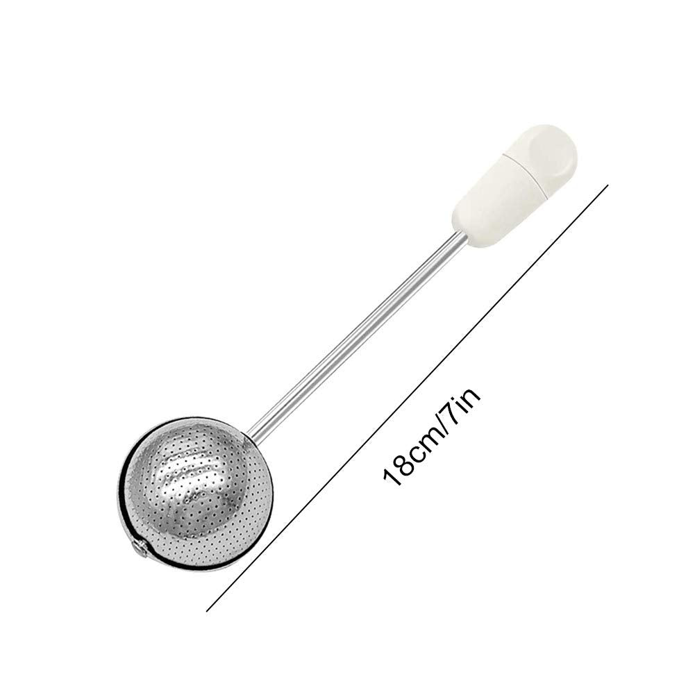 Sugar Shaker Duster Wand for Flour and Spices, Stainless Steel Spoon Powder Sugar Duster, Rotating Tea Filter, Easy One-handed Operation (White)