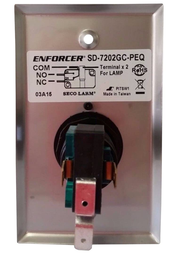 Seco-Larm SD-7202GC-PEQ ENFORCER LED Illuminated RTE Single-gang Wall Plate with Large Green Button, Large Illuminated Push Button with Caption "PUSH TO EXIT", Pushbutton Rated 10A at 125 to 250VAC