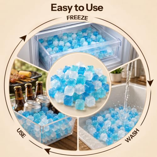 Blue Reusable Ice Cubes 800 Pack - Large Bulk for Drinks & Outdoor Use