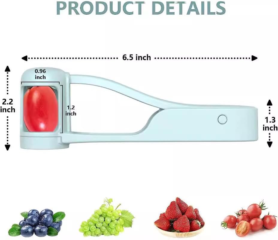 Skiennix One Second Fruit Slicer - Stainless Steel Cherry, Grape & Tomato Cutter | Kitchen Gadget (White)