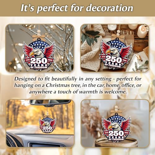 USA 250 Years of Freedom Patriotic Eagle Wooden Christmas Ornament - Independence Day Decor