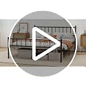 WJORATA Black Twin Size Metal Platform Bed Frame with Headboard & Storage