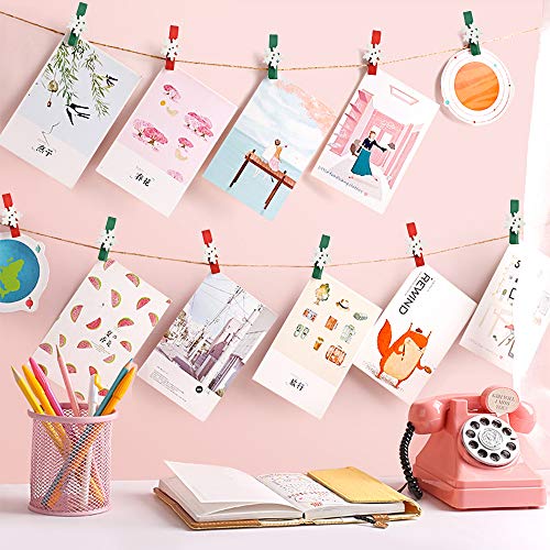 Papasgix 50 Mini Christmas Clothes Pins, Wooden Snowflake Clips, Small Clothespins for Photos, Cards, DIY Crafts, Holiday Decor (Red)