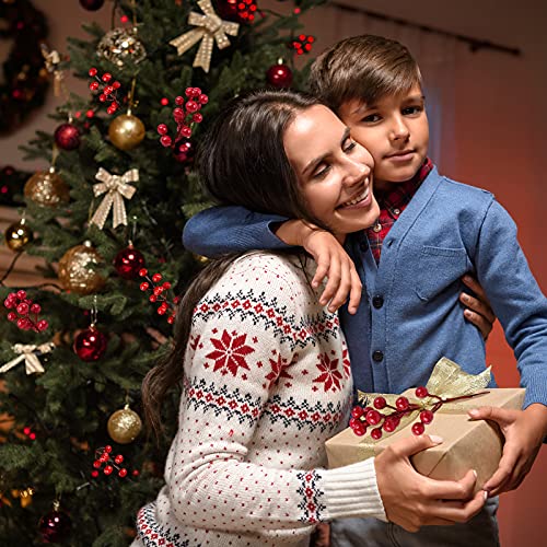 24 Pcs Artificial Red Berry Stems,7.9 Inch Christmas Berries Picks for DIY Crafts,Christmas Tree,Wreath,Berry Branch for Wedding Home and Party Decor