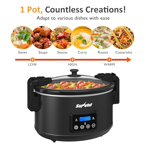 8.5 Quart Programmable Slow Cooker with Locking Lid & Digital Timer - Black