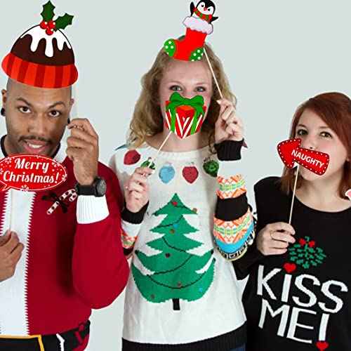 32pcs Christmas Photo Booth Props Party Decorations for Girls Kids Selfie Props Party Favors