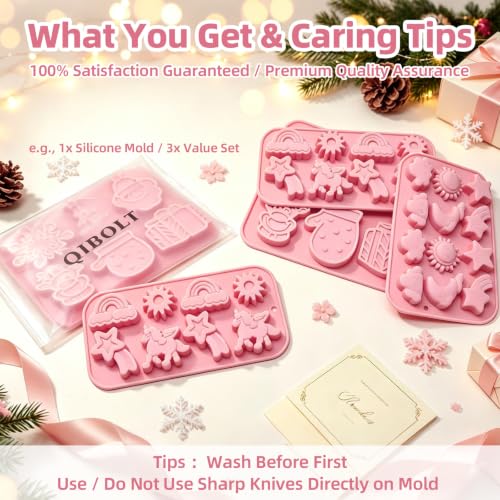 QIBOLT Mix Food Grade Silicone Chocolate & Candy Molds Set - 3-piece
