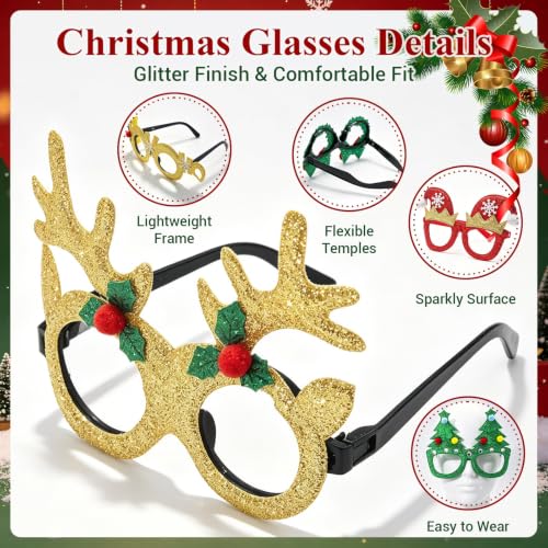 Christmas Glasses and Headbands Set - Holiday Party Accessories, 28 Pieces