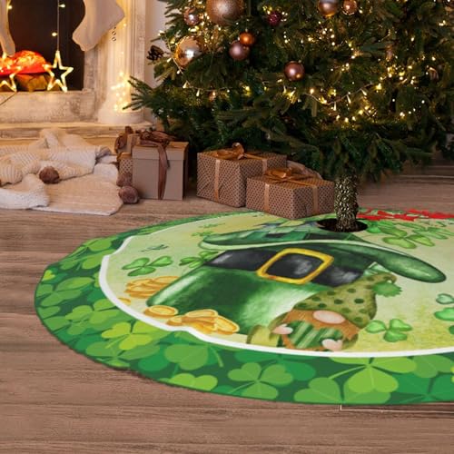 XYSKINO Green 30-Inch Gnome Christmas Tree Skirt for Holiday Decor