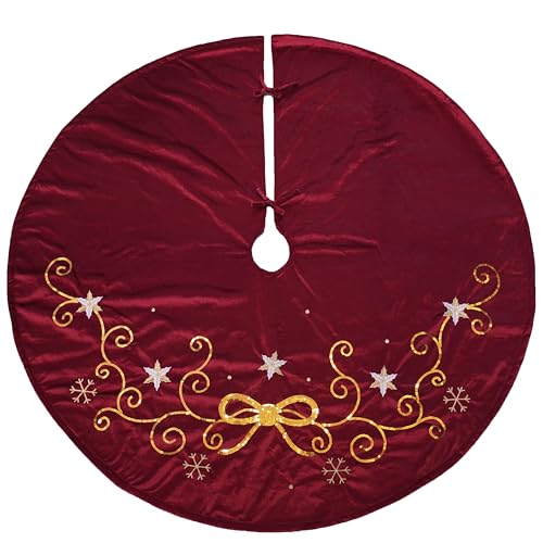 Etistta Christmas Tree Skirt Large 48 inch, Sequin Embroidered Bow