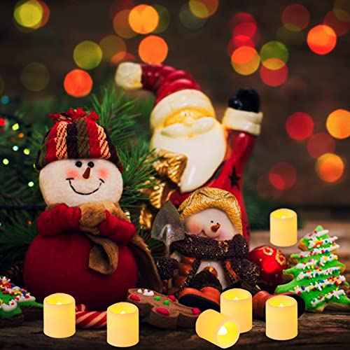 12 Pack 1.5" x 1.8" Battery Operated LED Tea Lights, Flameless Flickering Outdoor Electric Votive Candles, Flicker Flame Fake Candles Bulk for Home Table Halloween Wedding Christmas Decorations